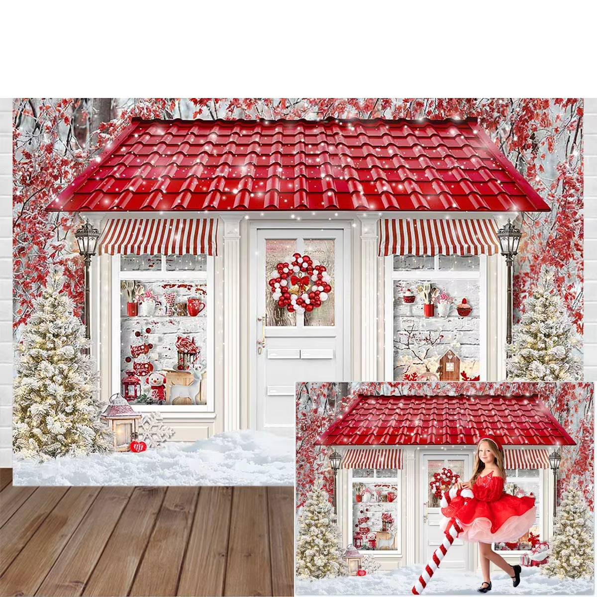 Winter Christmas Window Backgr - Party Event Supply Store บทวิจารณ์และราคา