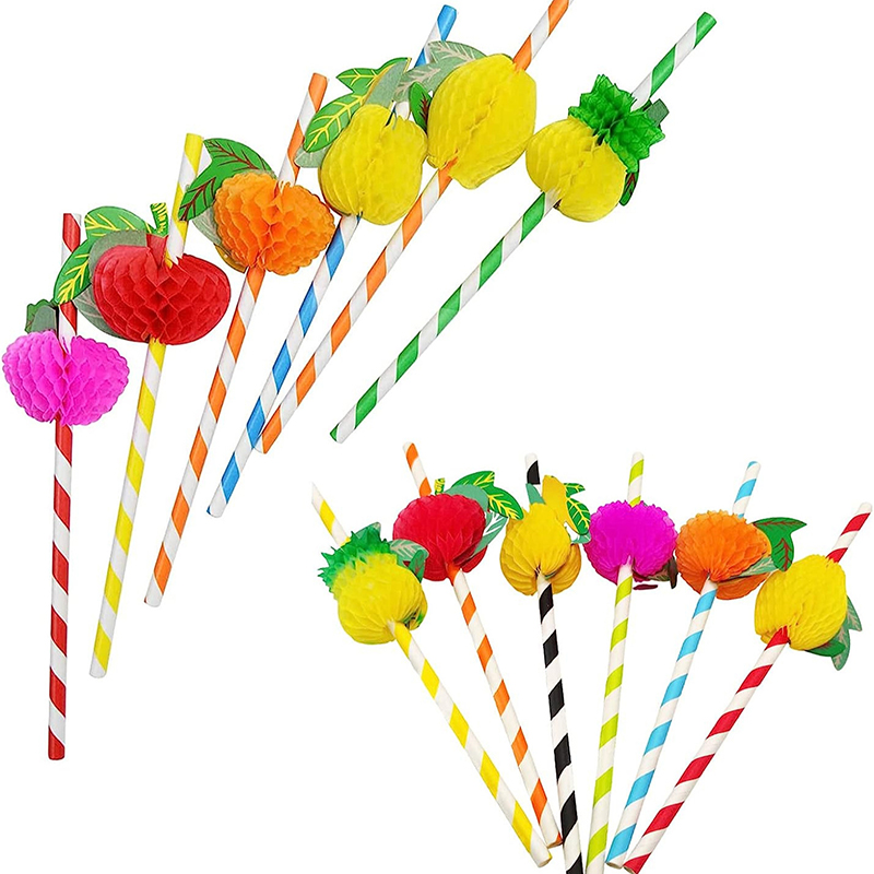 50pcs/lot 20cm 3D Fruit Cockta - Paper Straw Color บทวิจารณ์และราคา
