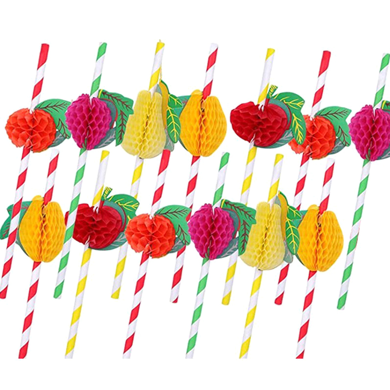 50pcs/lot 20cm 3D Fruit Cockta - Paper Straw Color บทวิจารณ์และราคา