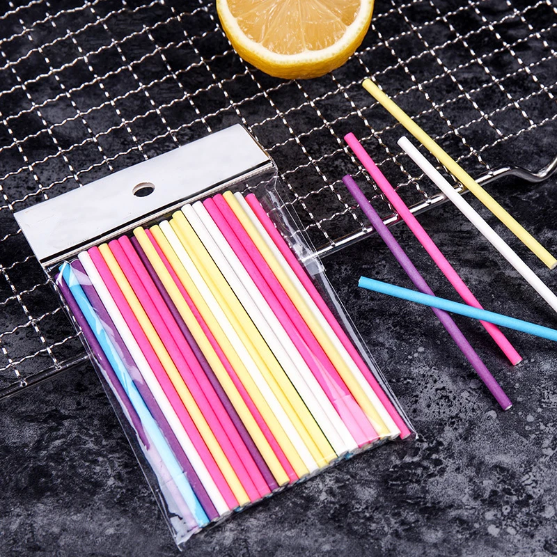 100Pcs/Lot Paper Lollipop Stic - Paper Straw Color บทวิจารณ์และราคา