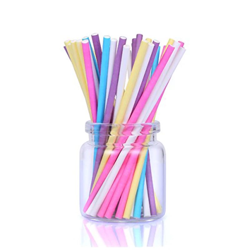 100Pcs/Lot Paper Lollipop Stic - Paper Straw Color บทวิจารณ์และราคา