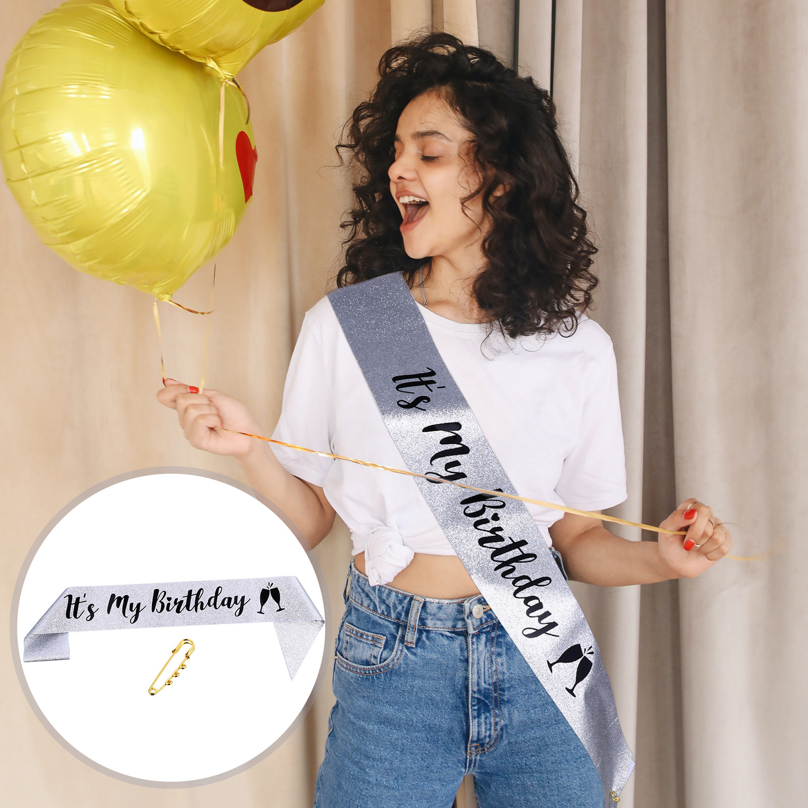 1Pcs Birthday Party Sash Glitt - Birthday Sash Glitter บทวิจารณ์และราคา
