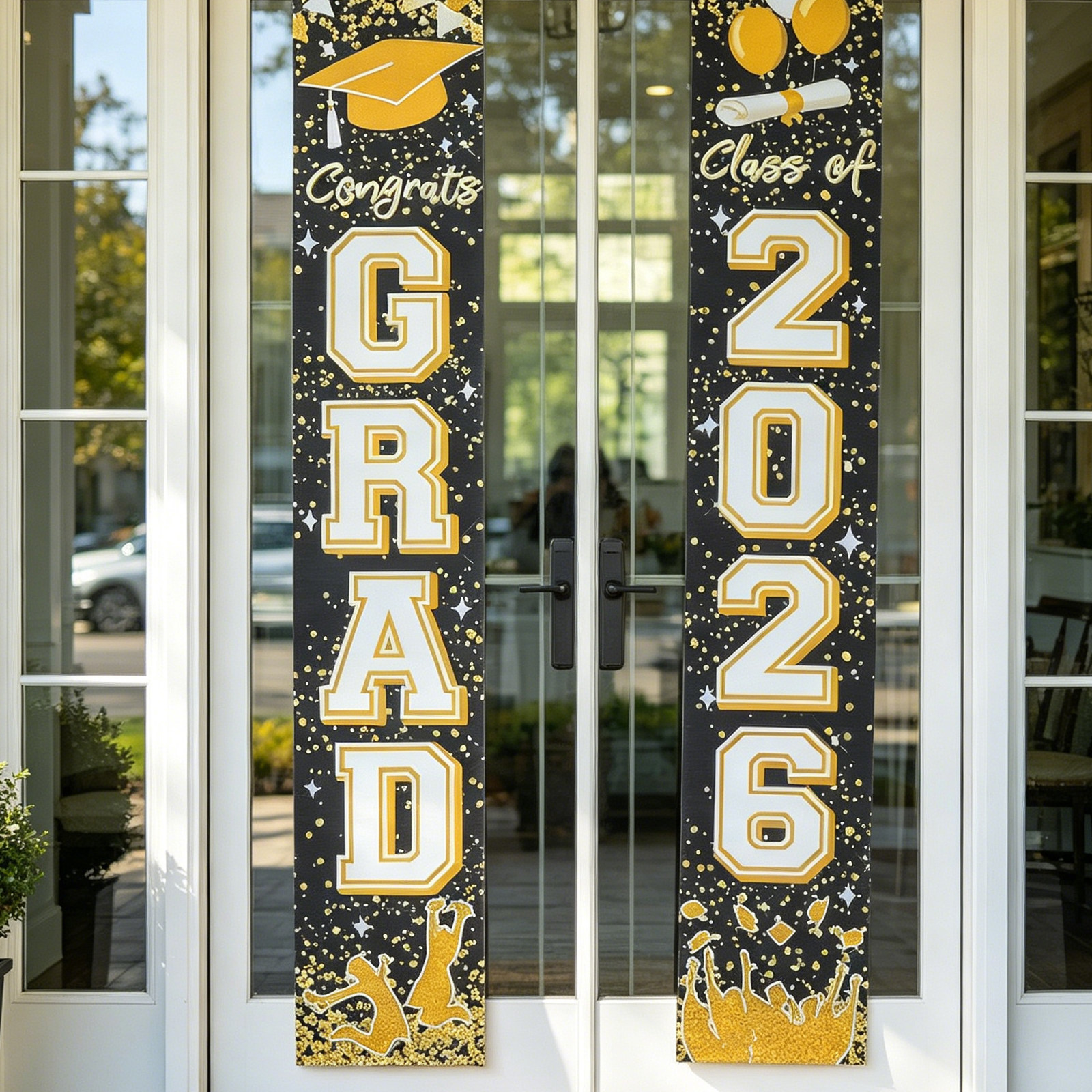 1Pair Graduation Door Couplets - Party Banner Gold บทวิจารณ์และราคา