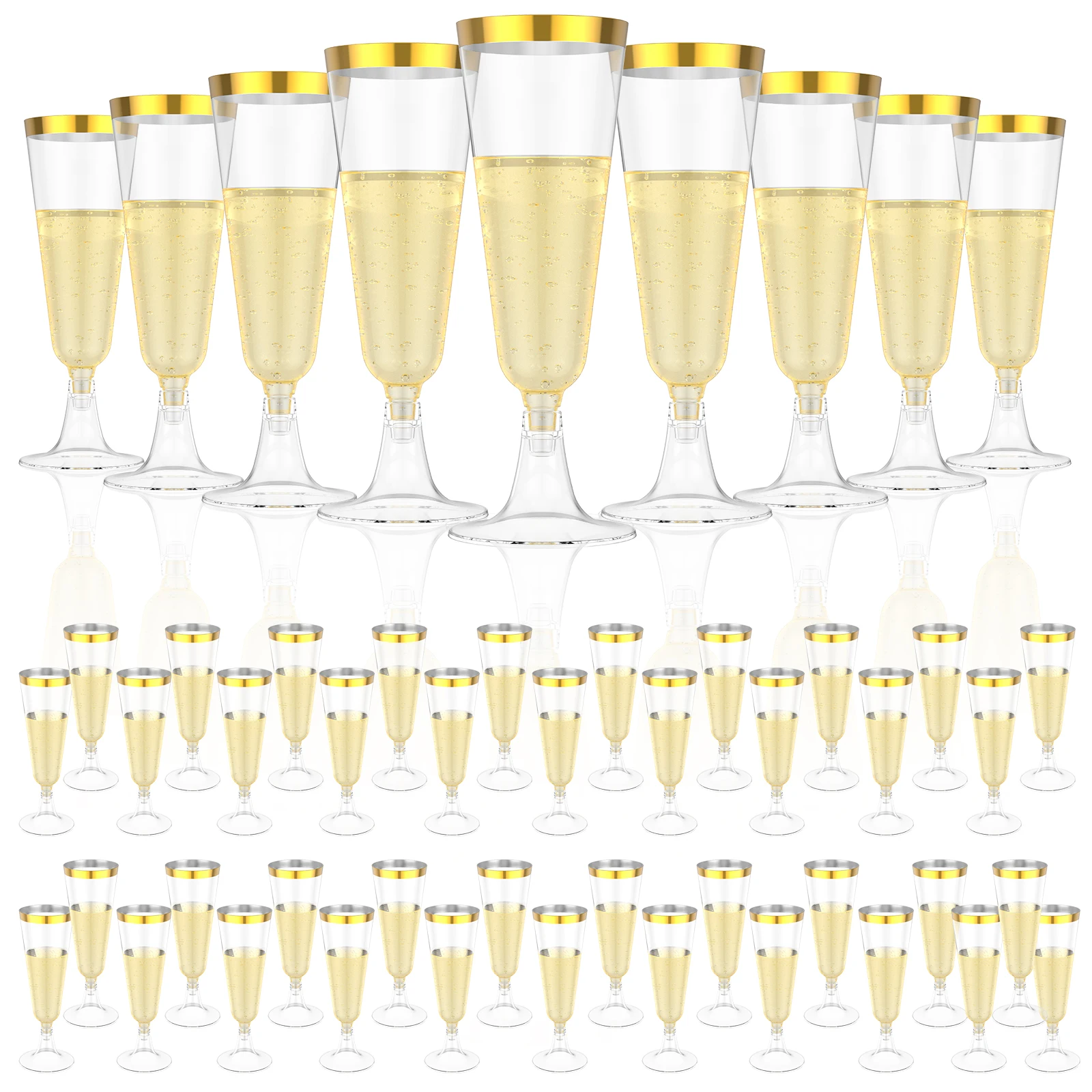 50Pcs Plastic Champagne Flutes - Plastic Cup 50Pcs บทวิจารณ์และราคา