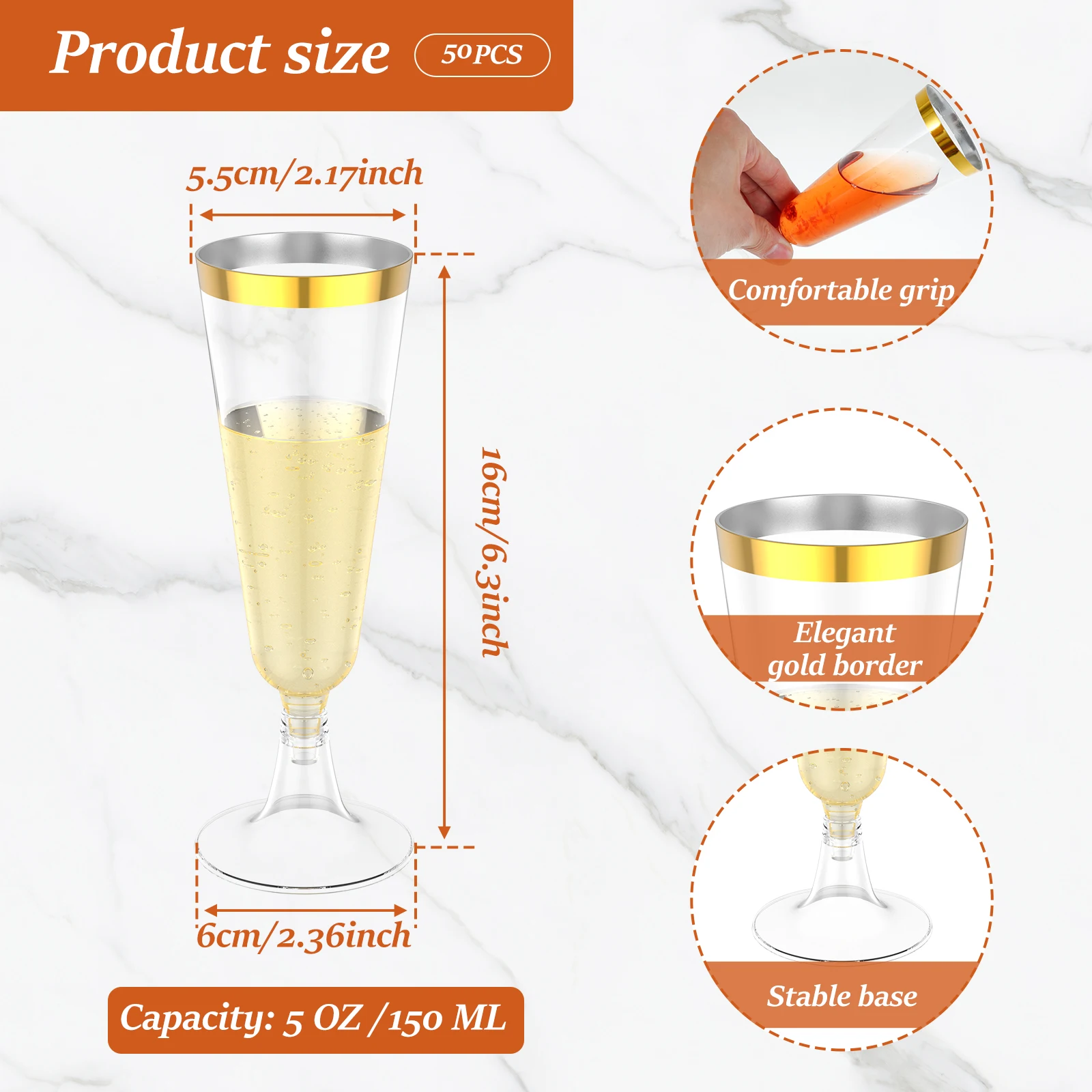 50Pcs Plastic Champagne Flutes - Plastic Cup 50Pcs บทวิจารณ์และราคา
