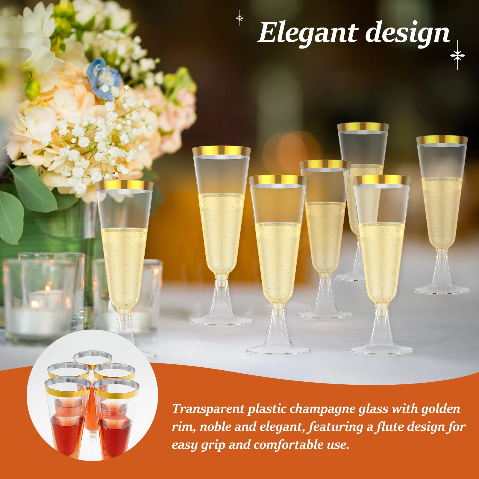 50Pcs Plastic Champagne Flutes - Plastic Cup 50Pcs บทวิจารณ์และราคา