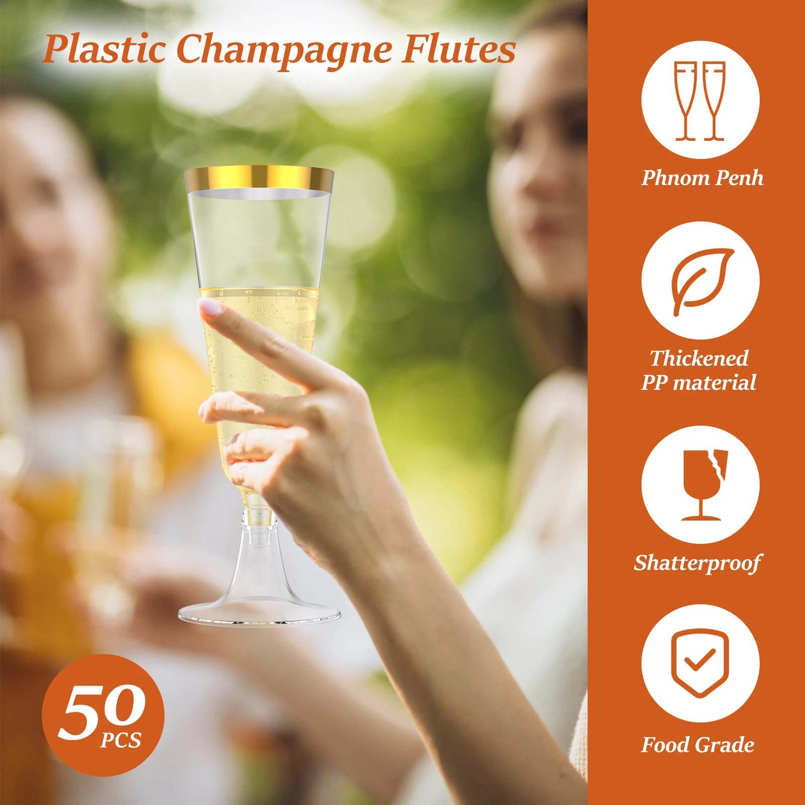 50Pcs Plastic Champagne Flutes - Plastic Cup 50Pcs บทวิจารณ์และราคา