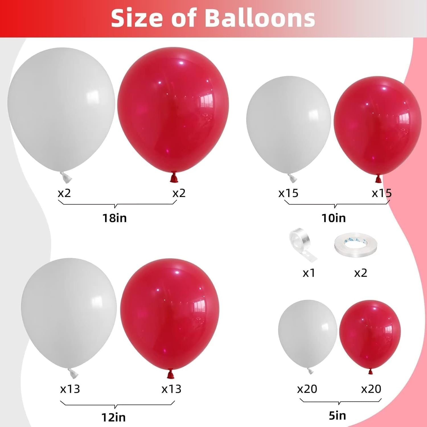 100 pieces of red and white ba - Balloon Arch Kit บทวิจารณ์และราคา