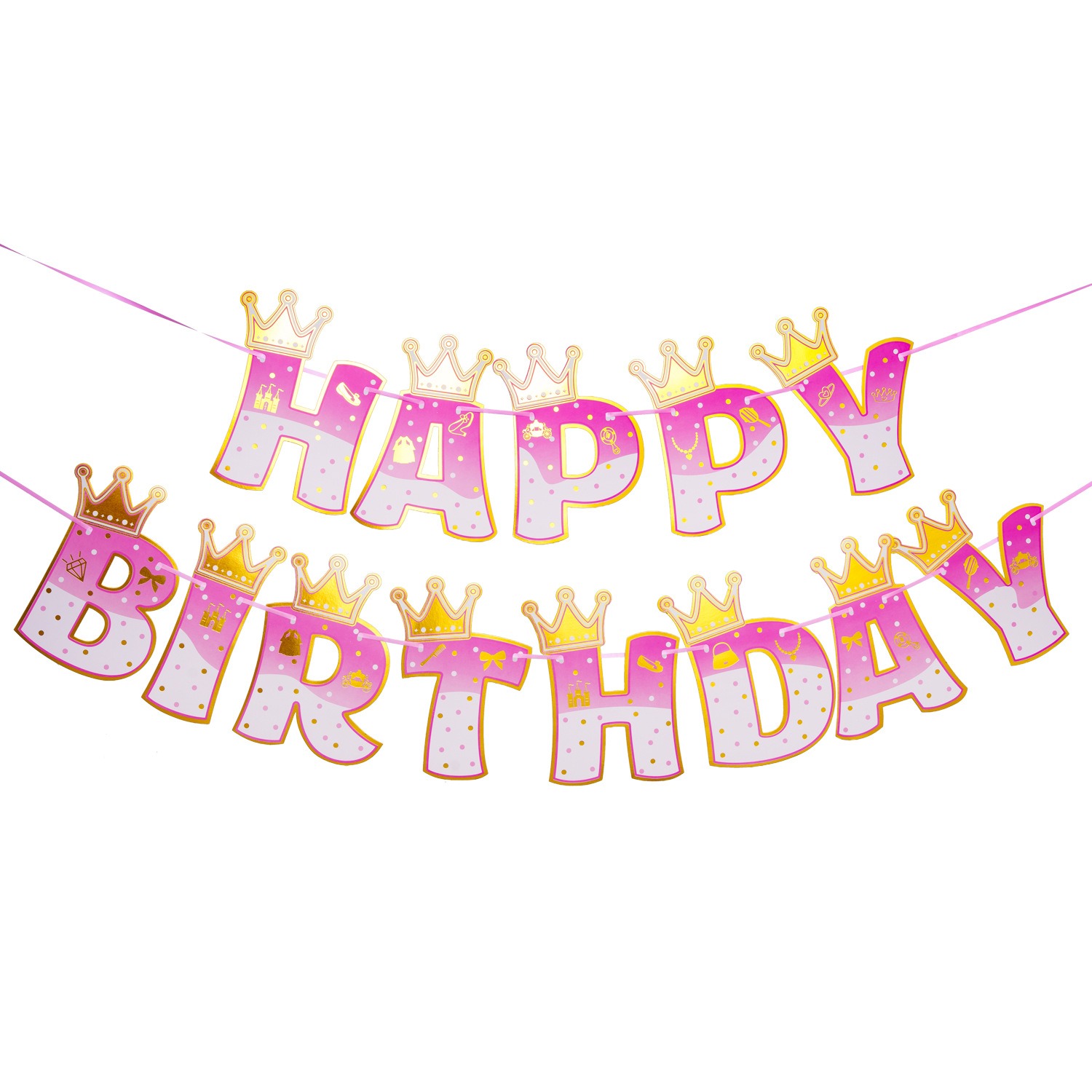 Pink Stamping Gold Crown Theme - Party Banner Gold บทวิจารณ์และราคา