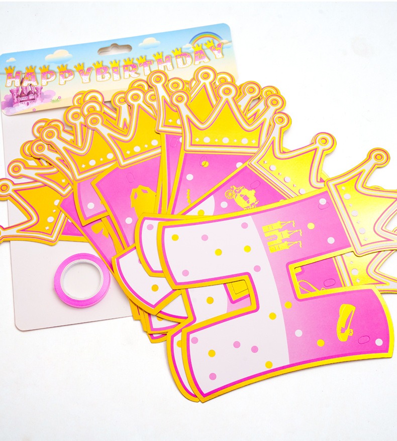 Pink Stamping Gold Crown Theme - Party Banner Gold บทวิจารณ์และราคา