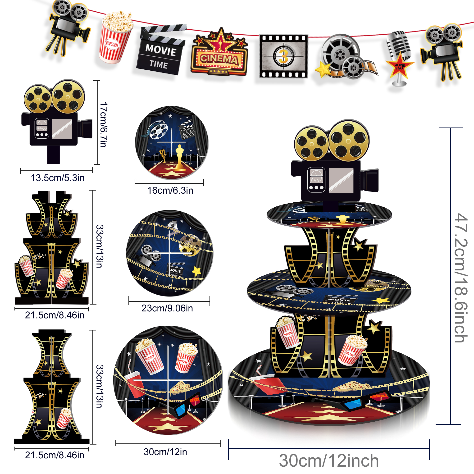 3 Tier Hollywood Cinema Festiv - Cupcake Stand Tier บทวิจารณ์และราคา