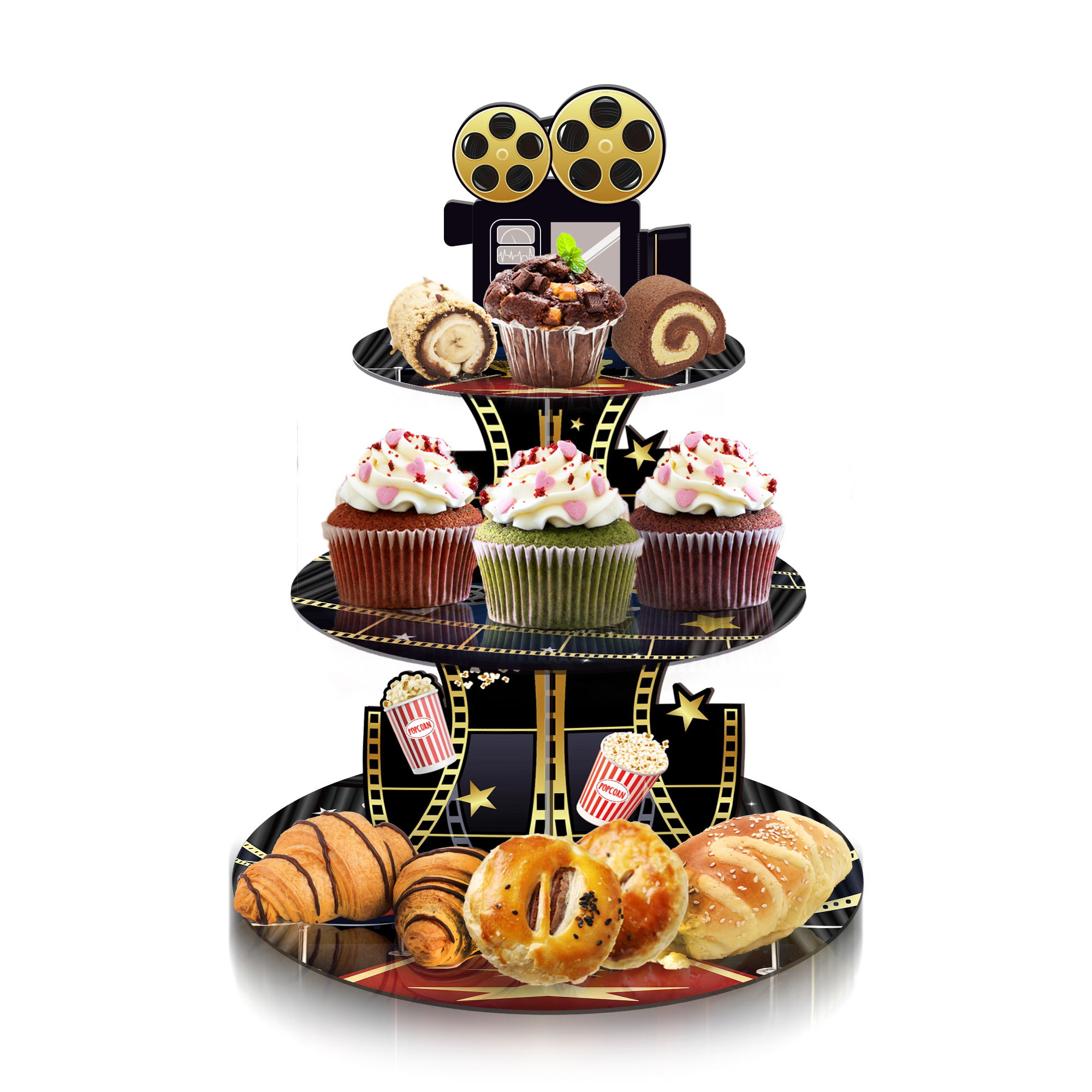 3 Tier Hollywood Cinema Festiv - Cupcake Stand Tier บทวิจารณ์และราคา