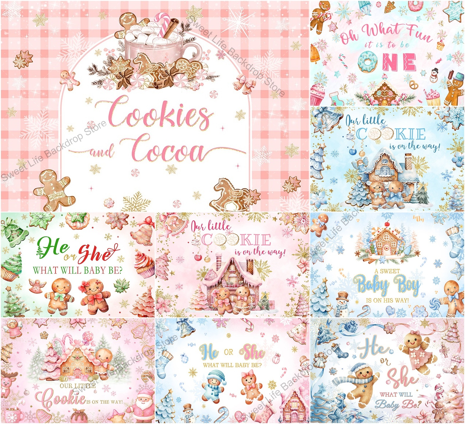 Christmas Gingerbread Baby Sho - Dessert Table Backdrop บทวิจารณ์และราคา