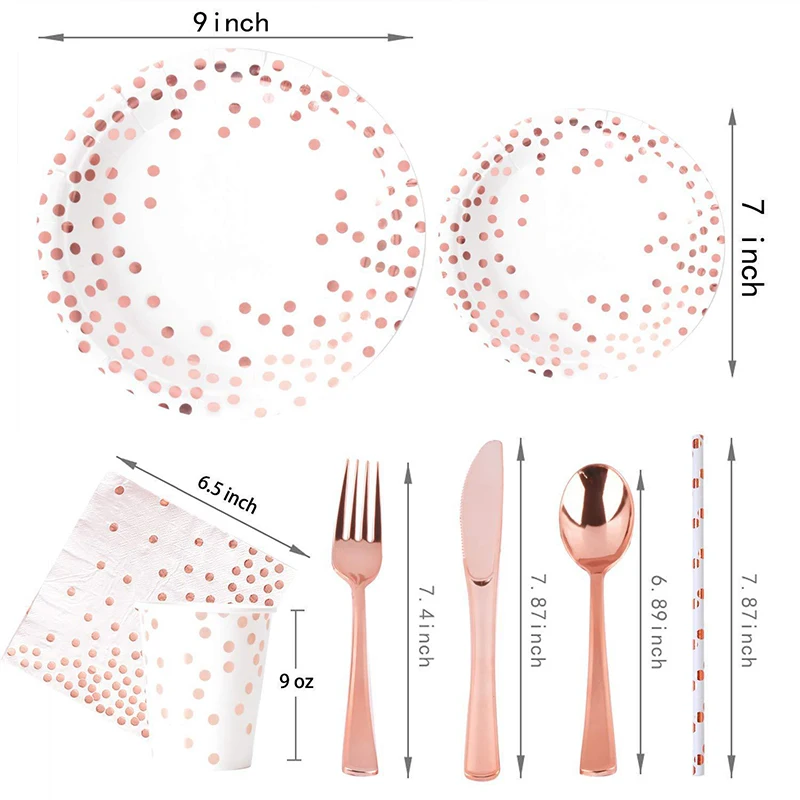 Rose Gold Party Tableware Kit  - Paper Straw Color บทวิจารณ์และราคา