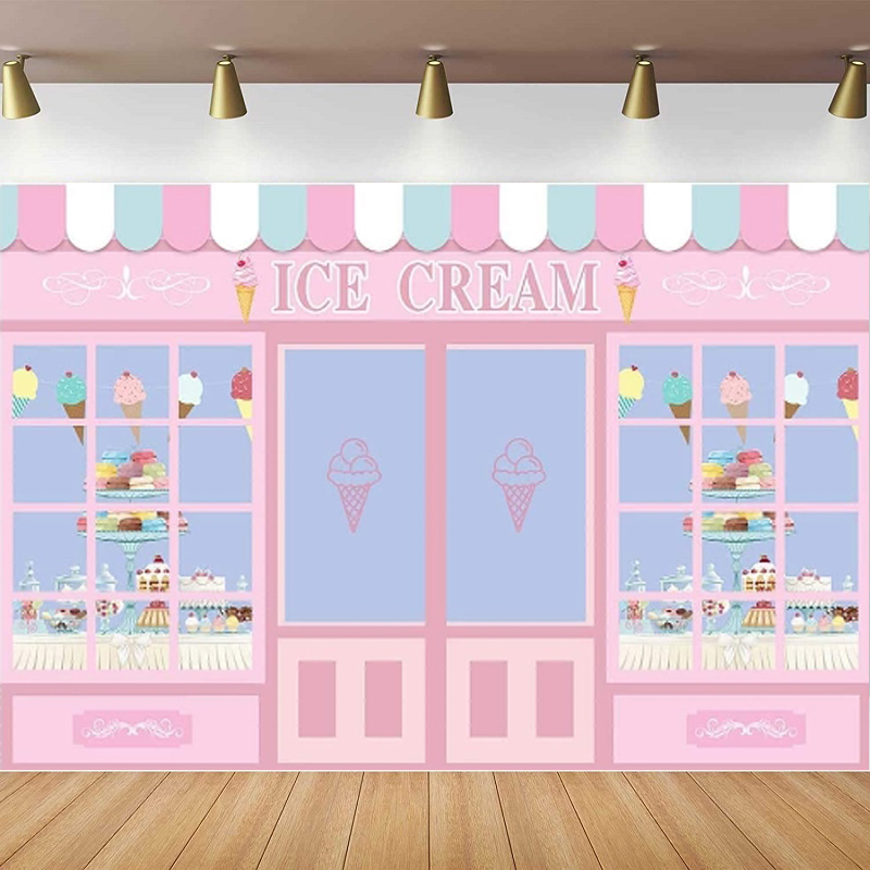 Ice Cream Theme Photography Ba - Dessert Table Backdrop บทวิจารณ์และราคา