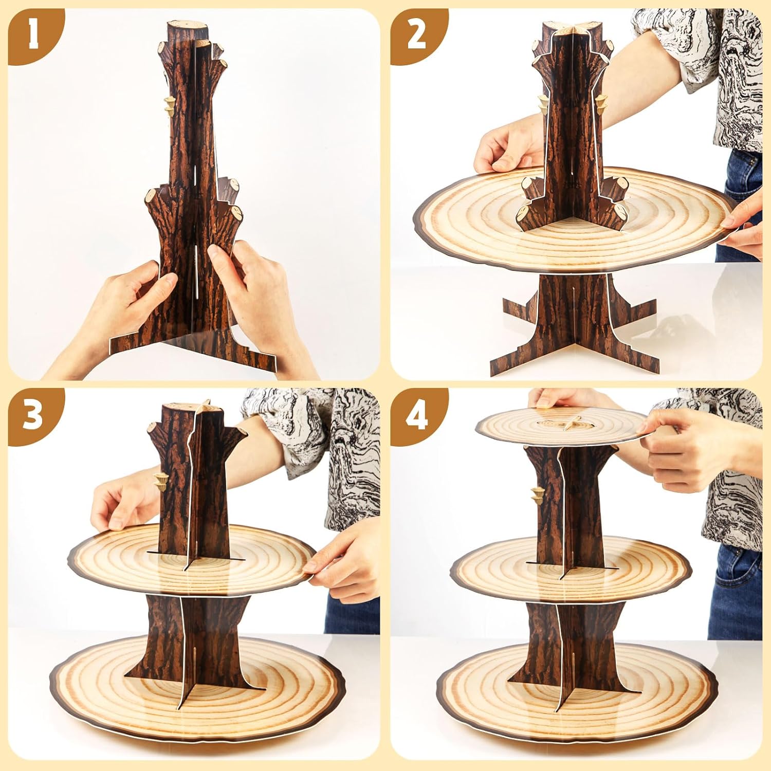 Wooden Cupcake Stand Decoratio - Cupcake Stand Tier บทวิจารณ์และราคา