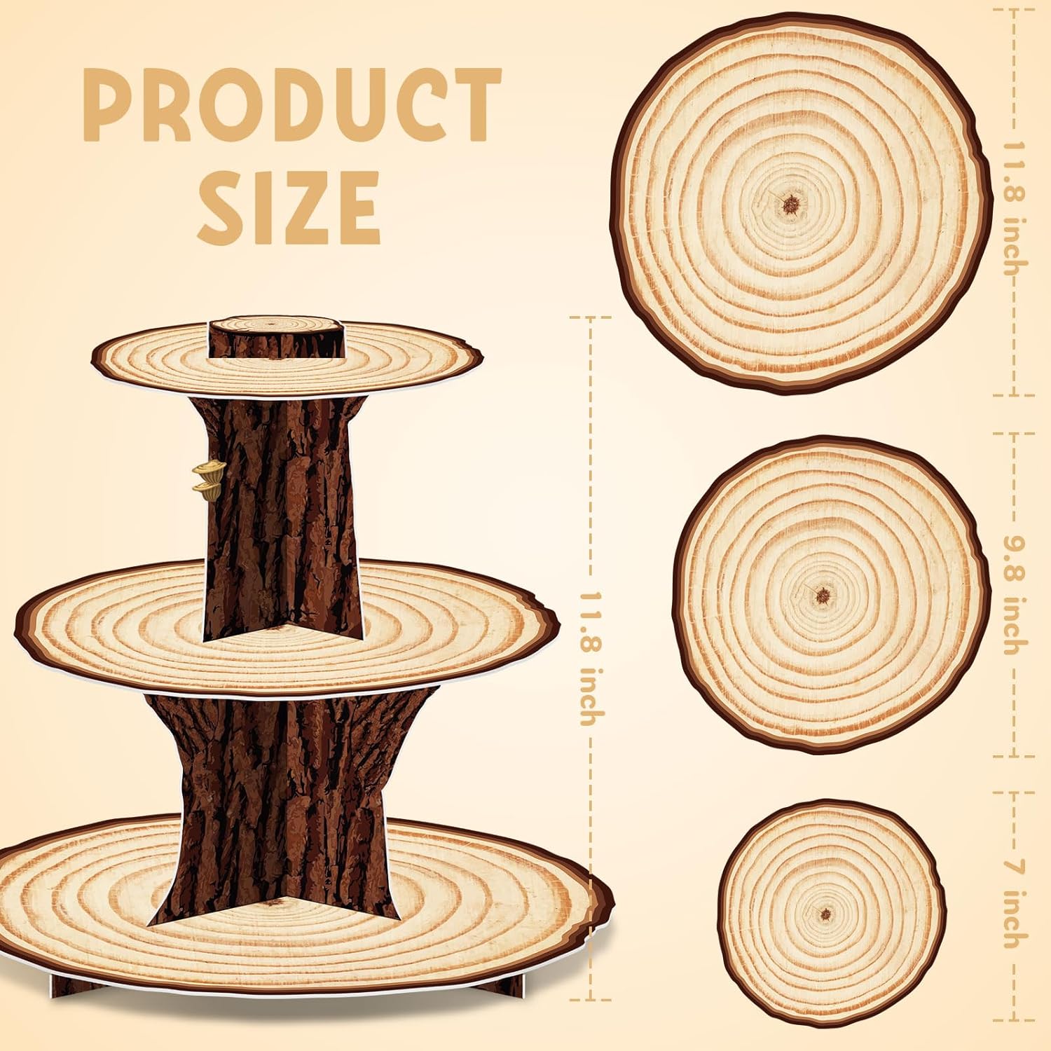 Wooden Cupcake Stand Decoratio - Cupcake Stand Tier บทวิจารณ์และราคา