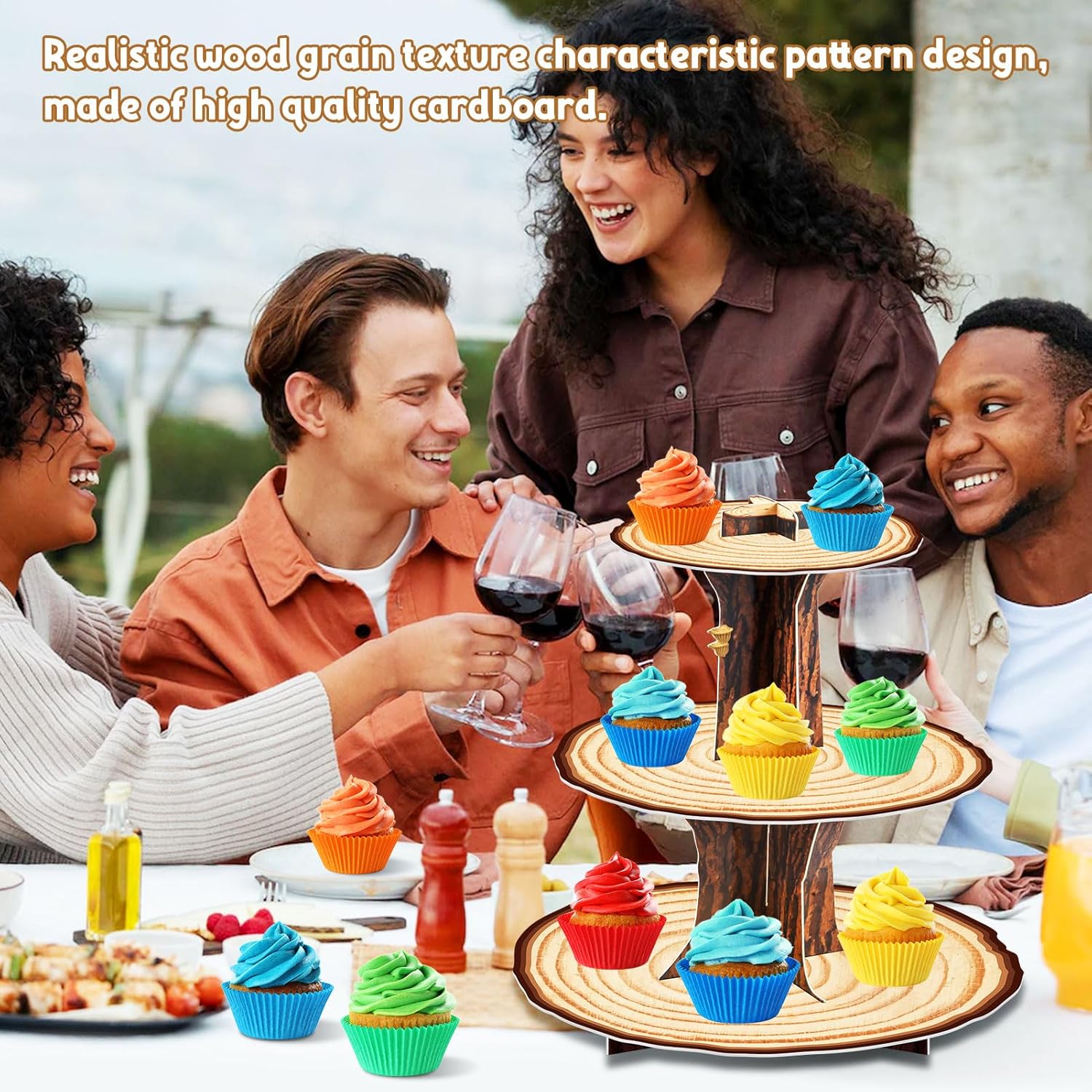 Wooden Cupcake Stand Decoratio - Cupcake Stand Tier บทวิจารณ์และราคา