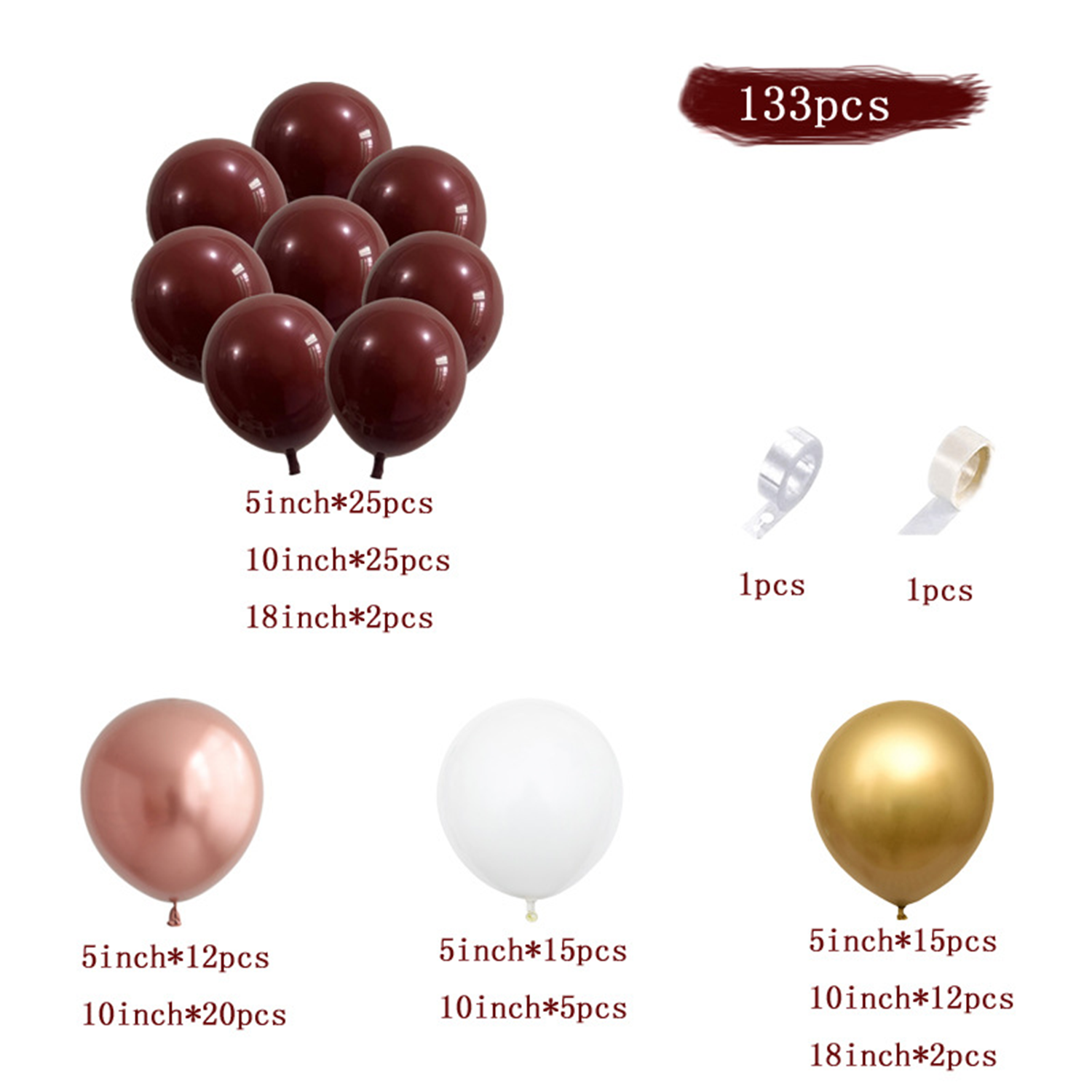 Garnet Balloon Set Garland Arc - Party Event Supplier บทวิจารณ์และราคา