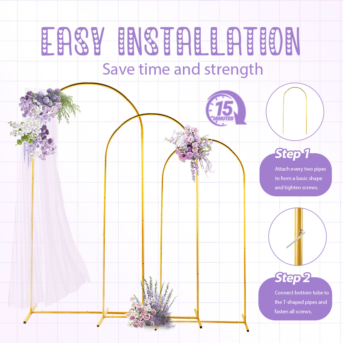 3Pack Golden Metal Arch Kits,  - Balloon Arch Kit บทวิจารณ์และราคา