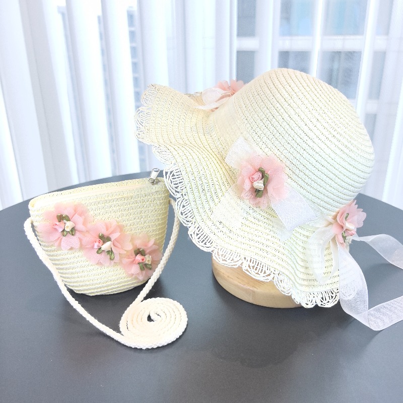 Girls 2pcs Straw Hat Solid Col - Paper Straw Color บทวิจารณ์และราคา