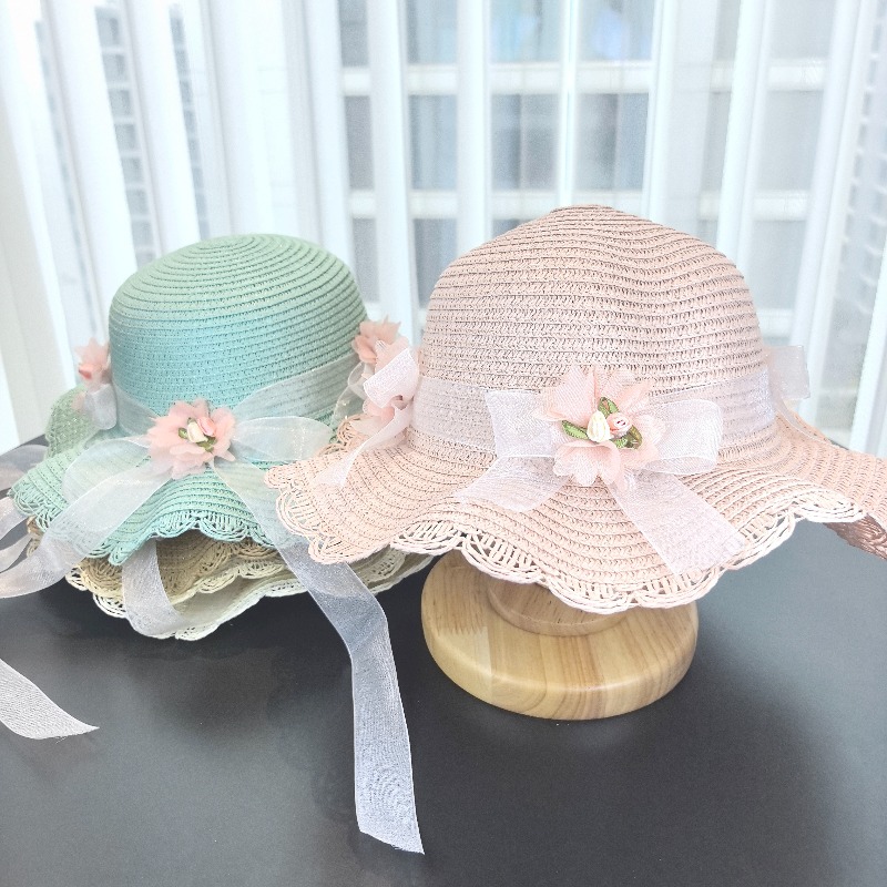 Girls 2pcs Straw Hat Solid Col - Paper Straw Color บทวิจารณ์และราคา