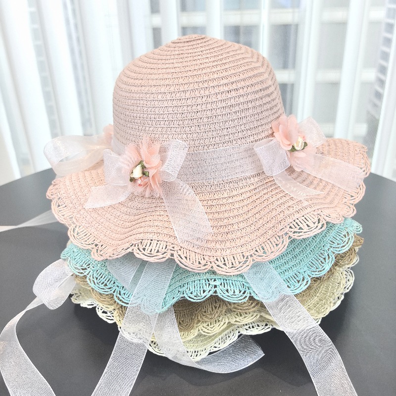 Girls 2pcs Straw Hat Solid Col - Paper Straw Color บทวิจารณ์และราคา