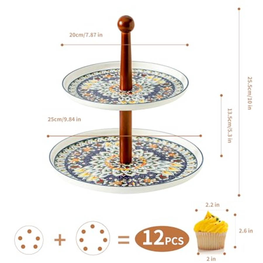 2 Tiered Cupcake Dessert Stand - Cupcake Stand Tier บทวิจารณ์และราคา