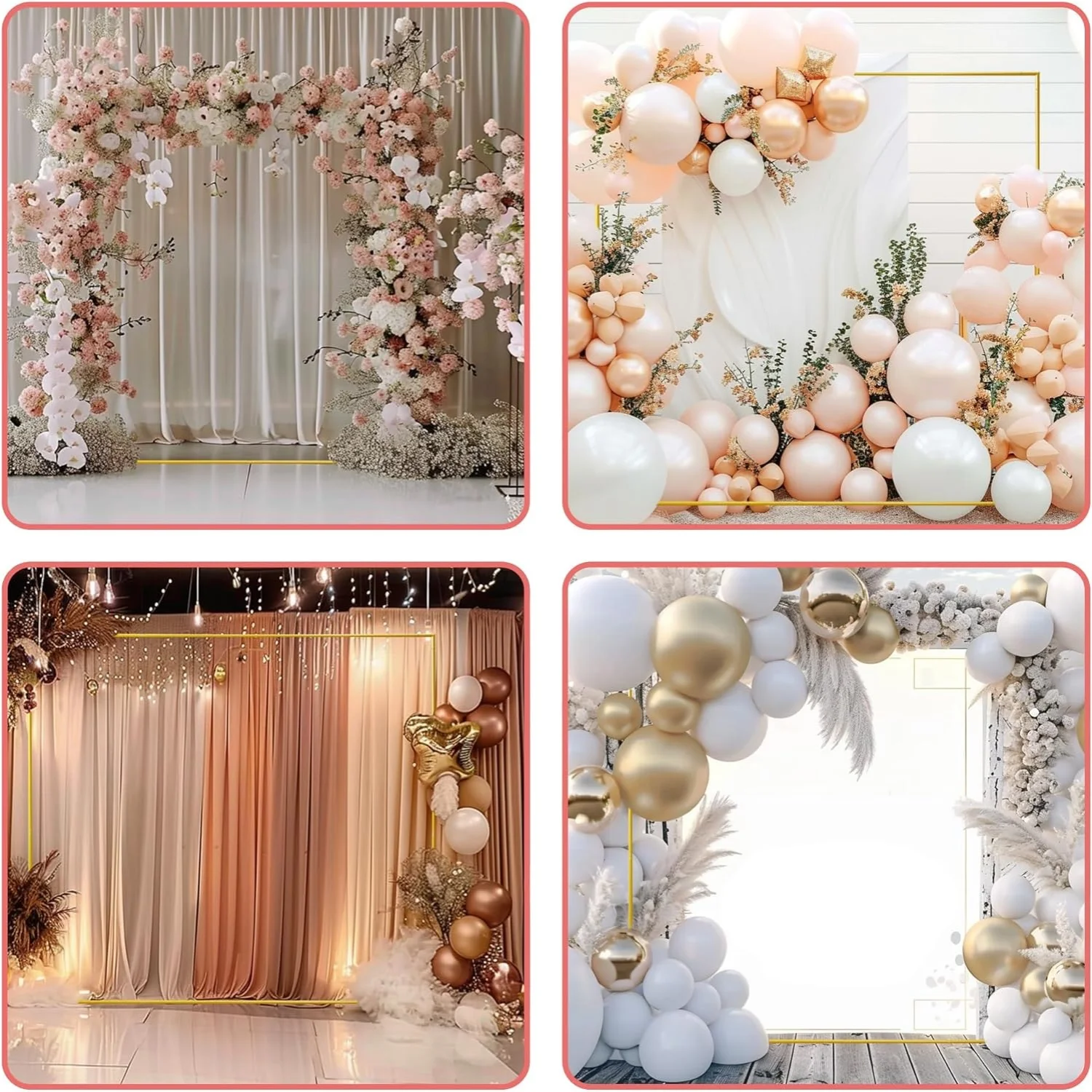 Gold Wedding Arches Square Bac - Balloon Arch Kit บทวิจารณ์และราคา