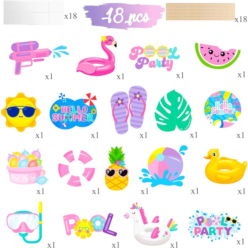 18pcs Summer Pool Party Center - Centerpiece Stick บทวิจารณ์และราคา