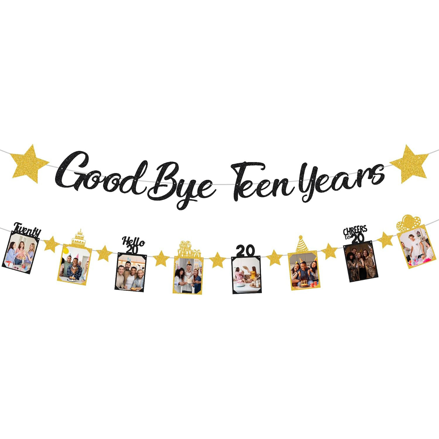 Black Gold Glitter Goodbye Tee - Party Banner Gold บทวิจารณ์และราคา