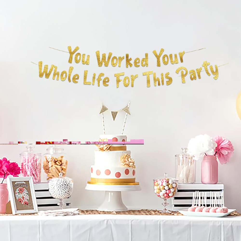 Retirement Party Decorations Y - Party Banner Gold บทวิจารณ์และราคา